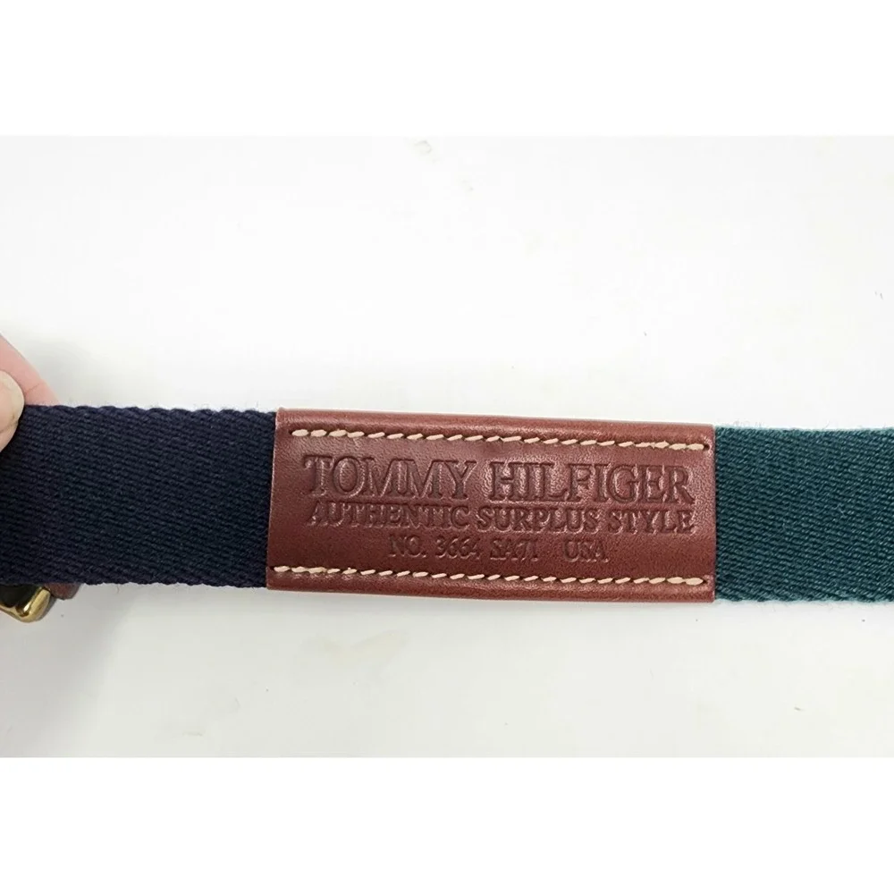 Tommy Hilfiger Belt Men's SIZE 32 Green Maroon Colorblock Leather